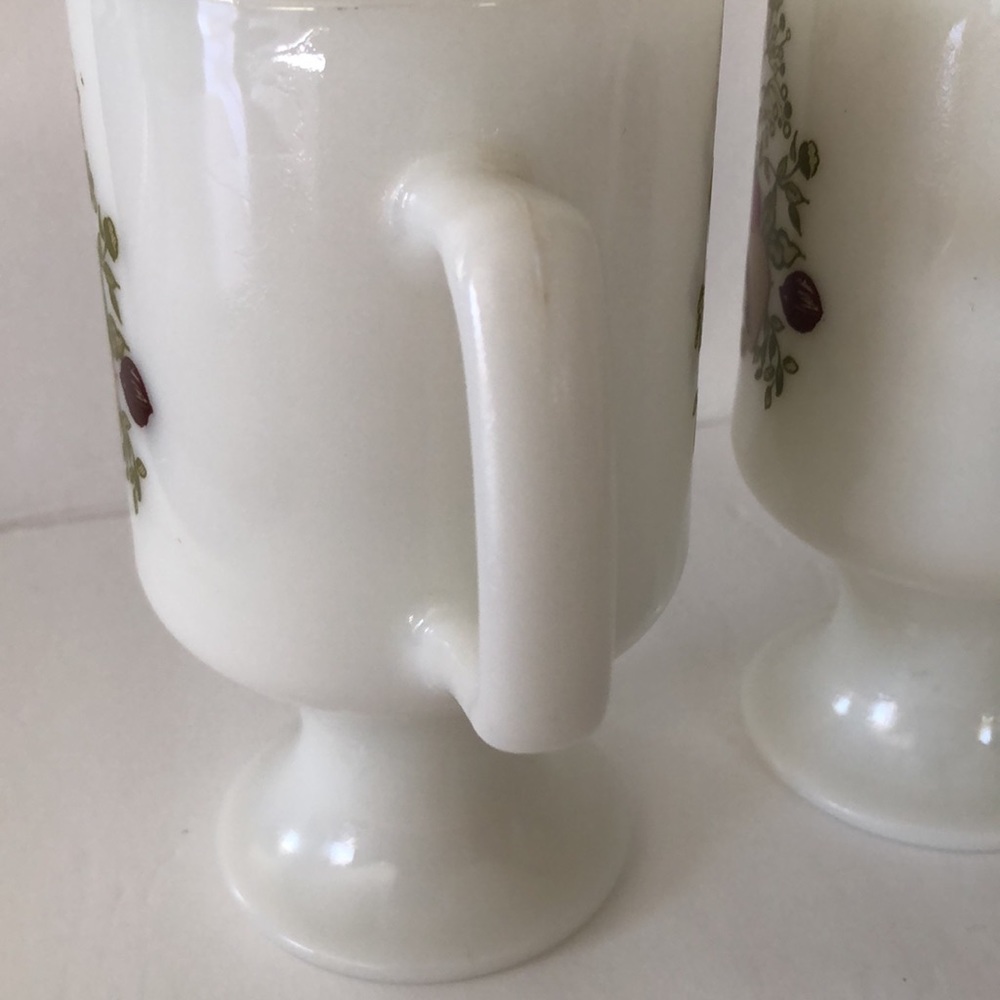 Corningware Spice Of Life Vegetables Milk Glass Pedestal Footed Coffee Mugs - Picture 14 of 16